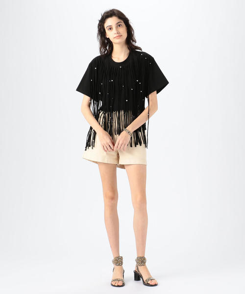 送料無料得価 tシャツ ZOZOTOWN PayPayモール店 - 通販 - PayPayモール Tシャツ ISABEL MARANT BIANEA スタッズ×フリンジハーフスリーププルオーバー 正規店得価