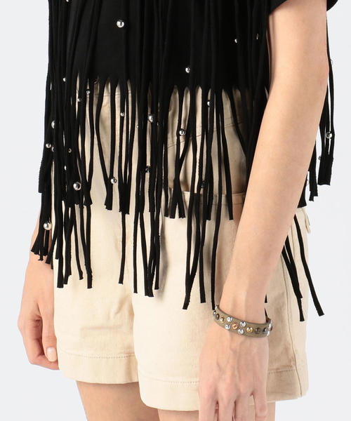 送料無料得価 tシャツ ZOZOTOWN PayPayモール店 - 通販 - PayPayモール Tシャツ ISABEL MARANT BIANEA スタッズ×フリンジハーフスリーププルオーバー 正規店得価