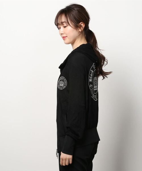 BLACK JACKALL CROWN パーカー レーヨン天竺 ロゴ刺繍アップリケ ZIP