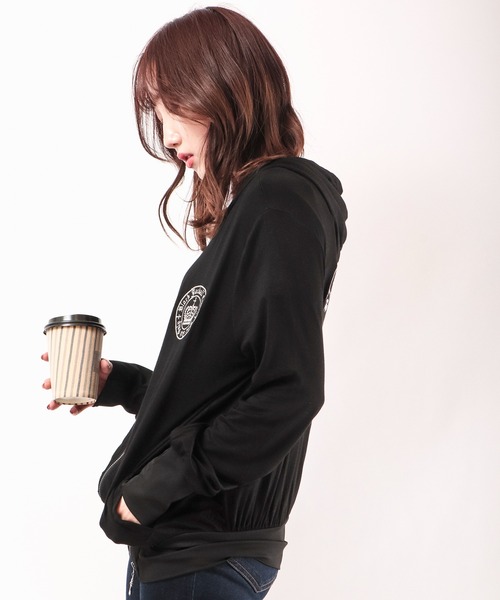 BLACK JACKALL CROWN パーカー レーヨン天竺 ロゴ刺繍アップリケ ZIP