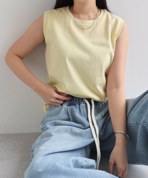 専用　アンスクリア　INSCRIRE コットン天竺ノースリーブTシャツ andme（アンドミー） tシャツ 「新色追加」コットン天竺ノースリーブ