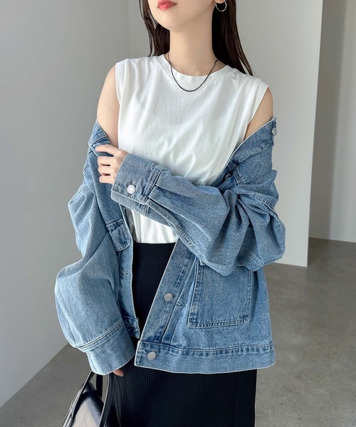 andme tシャツ 「新色追加」コットン天竺ノースリーブトップス
