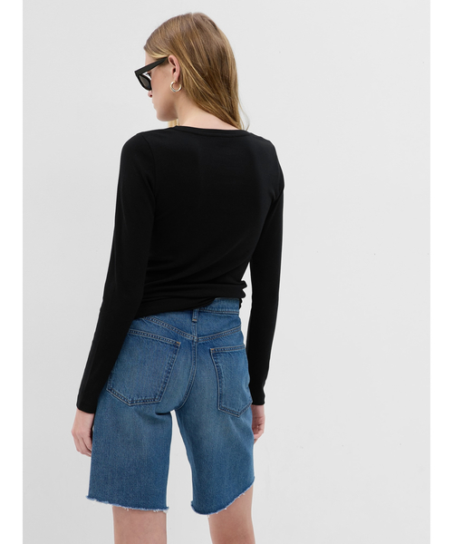 GAP tシャツ モダンクルーネック長袖Tシャツ レディース