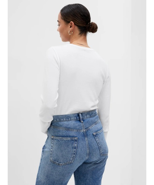 GAP tシャツ モダンクルーネック長袖Tシャツ レディース