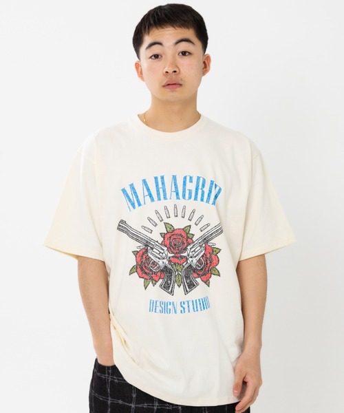 tシャツ 「mahagrid/マハグリッド」FLOWER PISTOL TEE/フラワーピストル 半袖 カットソー レディース メンズ