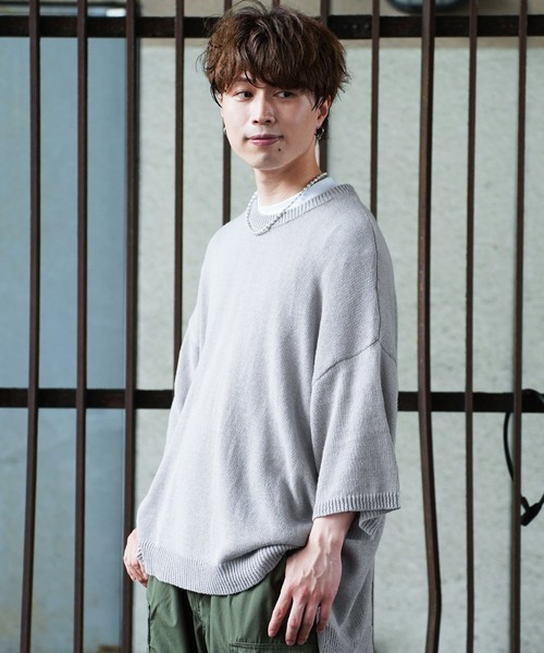 韓国人気 メンズ リネンニット カラーTシャツ 17color En serio TOKYO tシャツ リネンコットン ルーズシルエット
