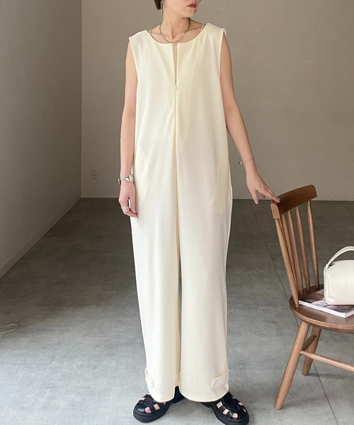 She's Closet オールインワン 前後2wayVネックノースリーブ裾ボタン
