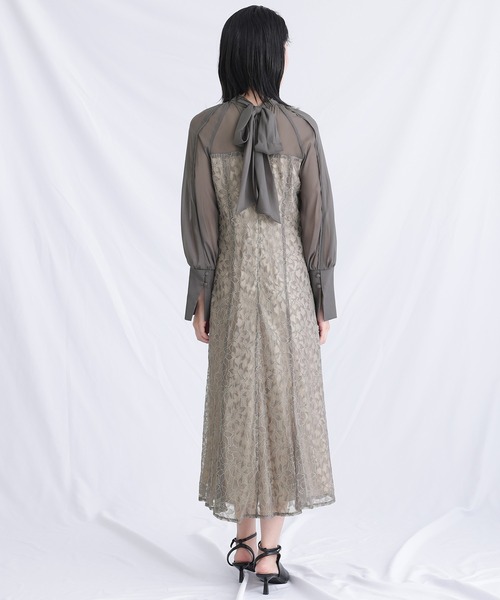 atlo ドレス ミモレ丈＆袖ありフォーマルAラインセレモニー結婚