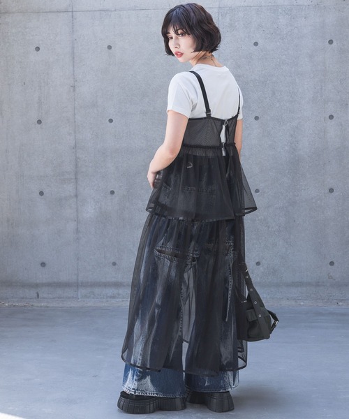 Bibiy. チュールワンピース　お値下げ中 完売品】bibiy. ロングチュールワンピース グレー - メルカリ