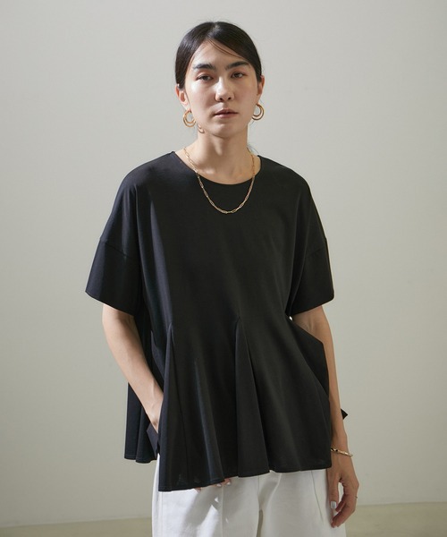 新品★ SALON adam et rope'スウィングフレアーペプラムTシャツ SALON adam et rope' tシャツ 「雑誌掲載」スウィングフレアー