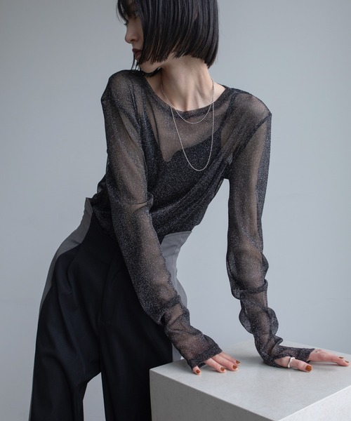 MECRE シアーTシャツ クルーネック シアートップス（Tシャツ/カットソー）｜hunch