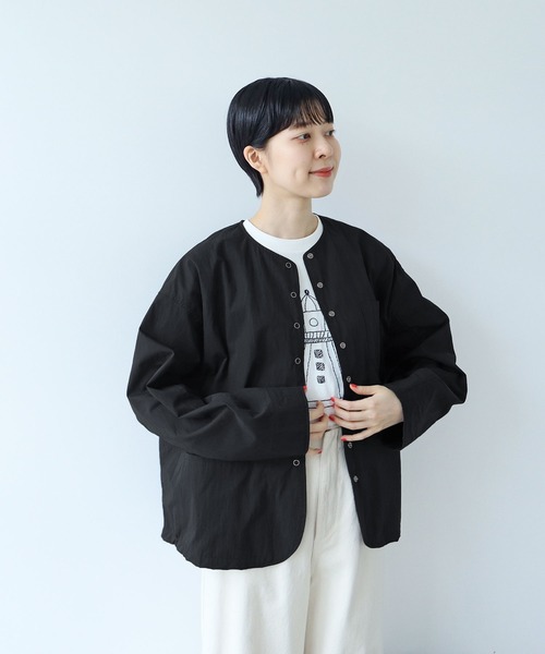 日本に PAR ICI ジャケット ノーカラージャケット コットンナイロン ジャケット・アウター