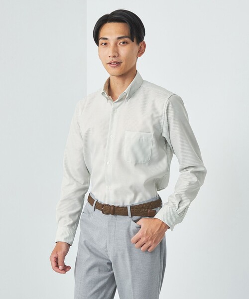 green label relaxing シャツ エブリット コットンオックス ストライプ 
