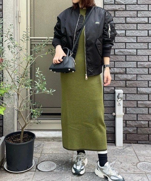 LACOSTE（ラコステ） ワンピース ウォッシャブルウール リブニット
