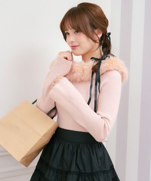 Emsexcite（エムズエキサイト） ニット セーター ファーオフショルNTPO