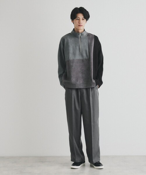 THE SHOP TK パンツ ツータックワイドストレートスラックス