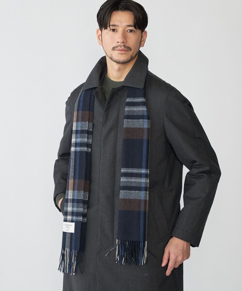 SHIPS シップス　メンズマフラー　カシミヤ　マフラー SHIPS マフラー SHIPS: チェック カシミヤ ダブルフェイス