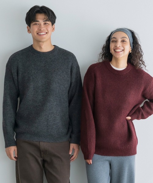 coca（コカ） セーター ニット モヘヤ風クルーネックニットトップス