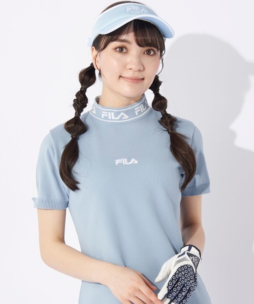 FILA GOLF ワンピース 半袖 軽量ニット 半袖モックネックワンピース