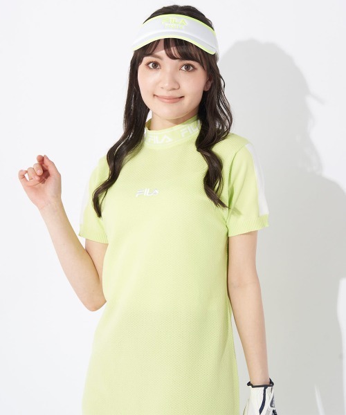 FILA GOLF ワンピース 半袖 軽量ニット 半袖モックネックワンピース