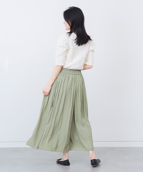 BEAMS HEART パンツ 「3色展開」サテン フレア レディース