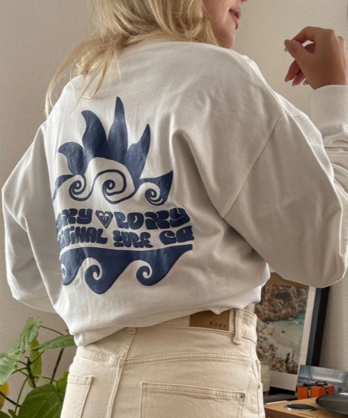 tシャツ FIRST DAY/ロキシーバックプリントオーバーサイズシルエット長袖ロンT レディース