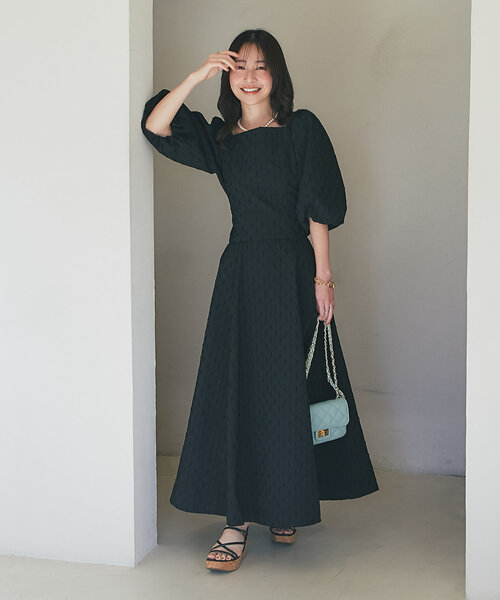 La boutique BonBon フレアジャガードスカート La boutique Bonbon スカート 「セットアップ可」フレア