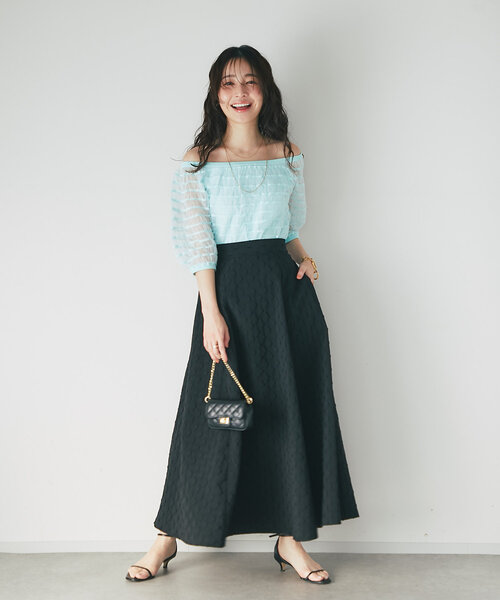 La boutique BonBon フレアジャガードスカート La boutique Bonbon スカート 「セットアップ可」フレア