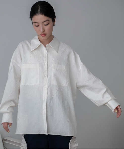 ブラウス シャツ LOGO RIBBON シャツ レディース メンズ MILKBOY（ミルクボーイ）の「LOGO RIBBON シャツ（シャツ