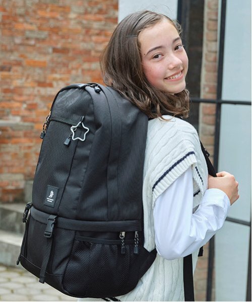 ポンポネットジュニア 14L 横型スクールバッグ 黒 新品 反射材付 PC