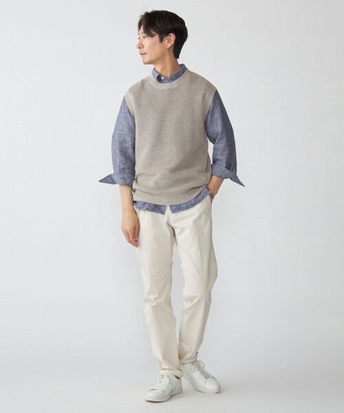 SHIPS ベスト ジレ SHIPS: 奥山メリヤス チルデン ニット メンズ