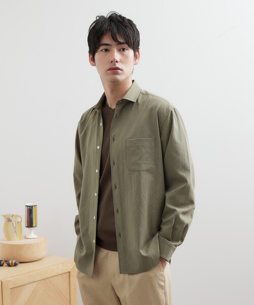 TAKEO KIKUCHI（タケオキクチ） シャツ 「Made in JAPAN」麻調ショート