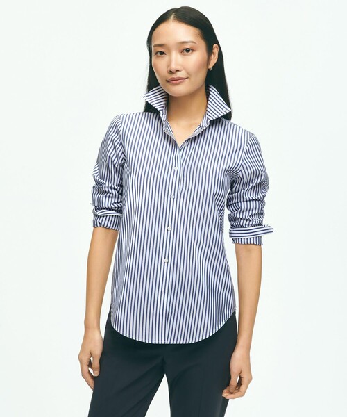 ブラウス シャツ スーピマコットンストレッチ ベンガルストライプ ドレスシャツ Classic Fit レディース