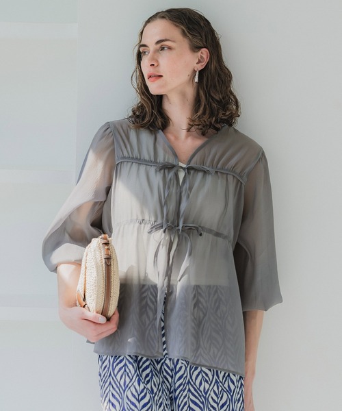 ブラウス シャツ 「洗える」リボンギャザー ブラウス レディース Feroux｜【洗える】リボンギャザー ブラウス | Rakuten Fashion