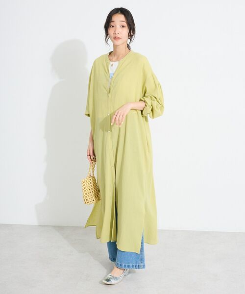 シャツワンピース ジョーゼットワンピース ウールジョーゼットシャツ