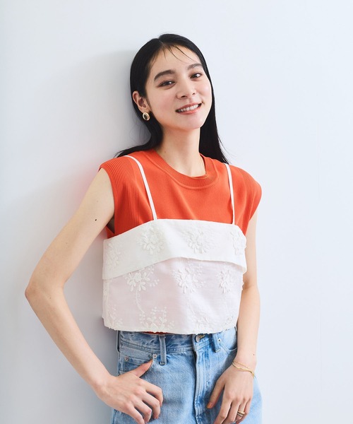 VIS キャミソール 立体フラワービスチェ : ZOZOTOWN Yahoo!店