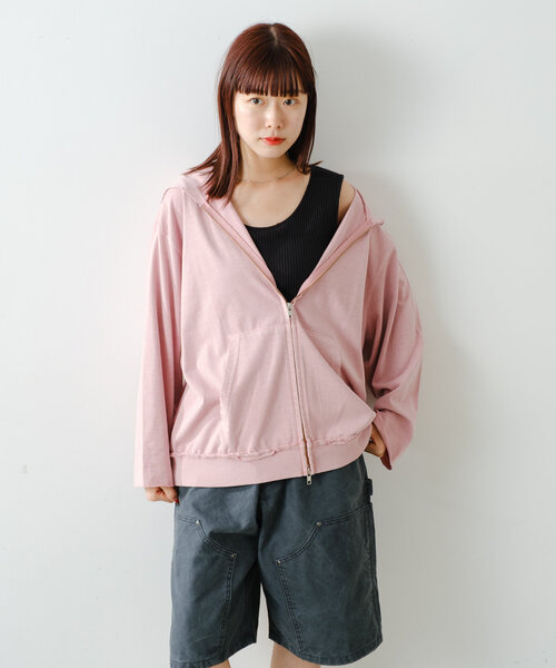 パーカー 「UNISEX/SETUP対応」ピグメントダイカットソージップパーカー レディース メンズ