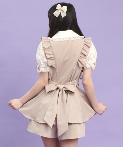 secretセットアップ Secret Honey セットアップ 半袖レースピンタックフリルヨーク