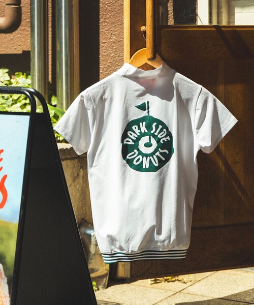 tシャツ 「WOMEN」「別注」PARK SIDE DONUTS / フラッグロゴ モックネックシャツ「DRY・UV・STRETCH」． レディース