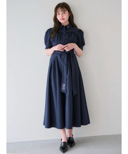 POLOBCSコラボ　コルセットスウィッチングシャツワンピースネイビーSサイズ POLO BCS ワンピース 「POLOBCSコラボ」コルセットスウィッチ