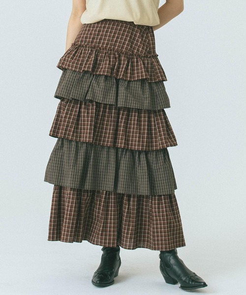 ROSE BUD（ローズバッド） スカート CHECK TIERED SKIRT : ZOZOTOWN