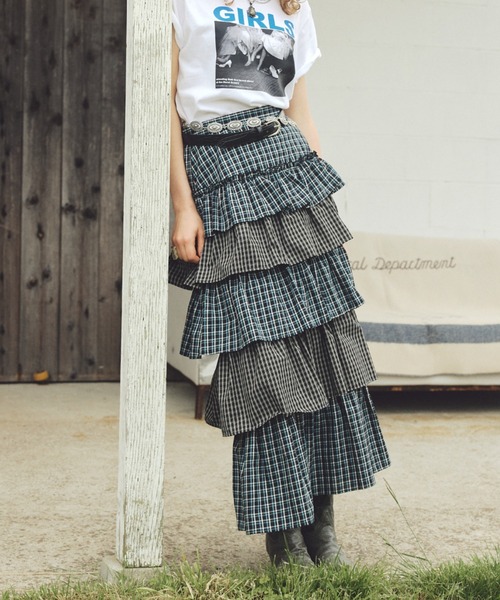 ROSE BUD（ローズバッド） スカート CHECK TIERED SKIRT : ZOZOTOWN