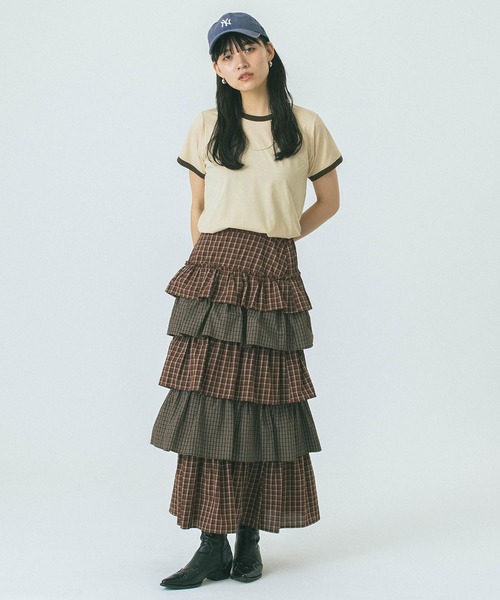 ROSE BUD（ローズバッド） スカート CHECK TIERED SKIRT : ZOZOTOWN
