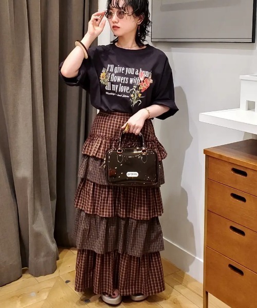 ROSE BUD（ローズバッド） ロング スカート CHECK TIERED SKIRT