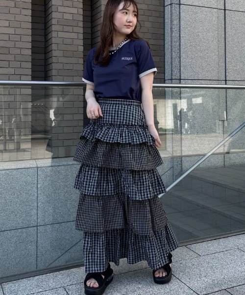 ROSE BUD（ローズバッド） スカート CHECK TIERED SKIRT : ZOZOTOWN