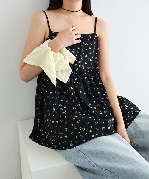 Freesia キャミソール 小花柄ペプラムキャミソールトップス : ZOZOTOWN