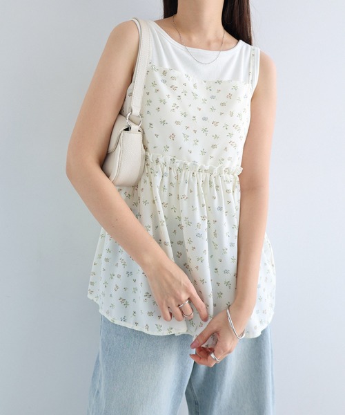 Freesia キャミソール 小花柄ペプラムキャミソールトップス : ZOZOTOWN