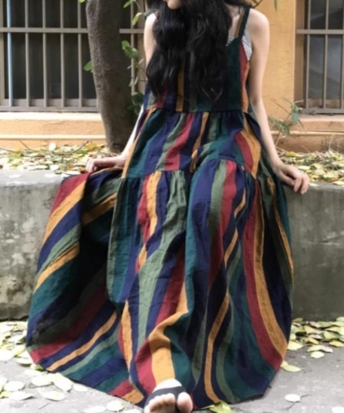 【美品】MISSONI マルチカラーストライプ ワンピース セール】 マルチカラーストライプシャツワンピース （ロング