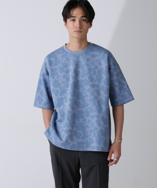 「NANO universe」 半袖Tシャツ M ブルー メンズ