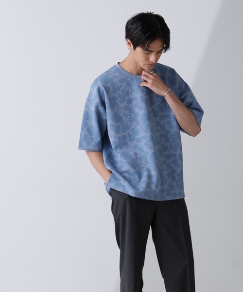 「NANO universe」 半袖Tシャツ M ブルー メンズ